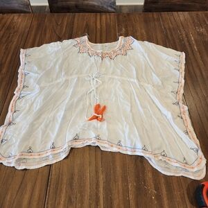 Beach by Exist Cotton embroidered detail swim cover up top one size